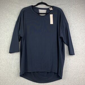 NWT Chico's Travelers Acetate J Wedge 3/4 Sleeve Navy Blue Top Women's - Size 0